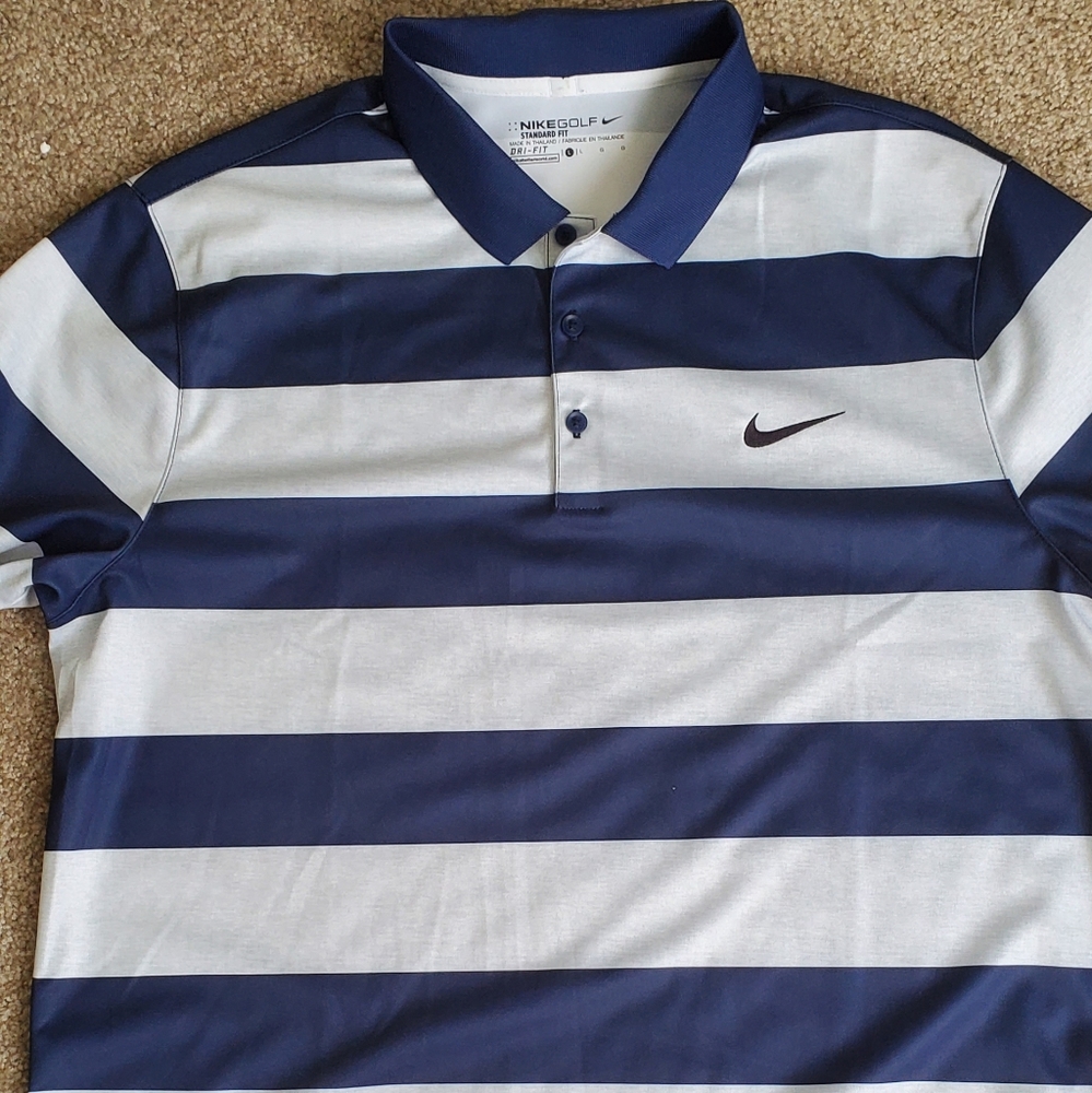 (2) shirts NWOT NIKE Golf polo. Navy/Silver L